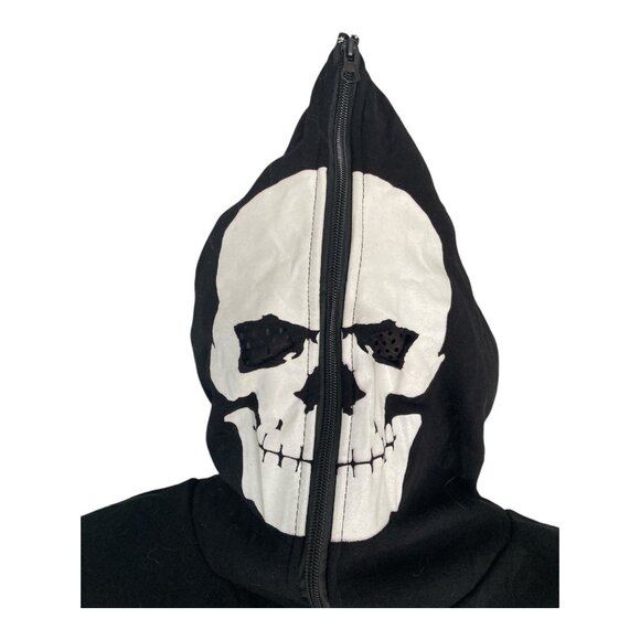 Hooded Skeleton Jumpsuit Halloween Costume Front Zip Large Urator for tall perso - Picture 2 of 10